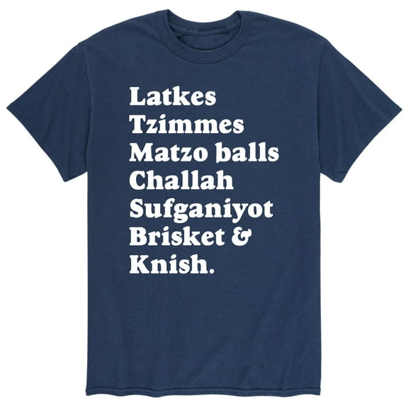 Instant Message - Hanukkah Food Stacked List - Men's Short Sleeve Graphic T-Shirt