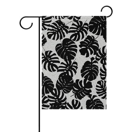 Palm Tree Decorations For Outdoors POPCreation Black And White Palm Tree Leaves Polyester Garden Flag Outdoor Flag Home Party Garden Decor 28x40 inches ()