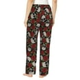 thumbnail image 3 of Naloa Red Rose Skull Print Women’s Ultra-Soft Comfy Pajama Lounge Pants with Pockets & Drawstring, 3 of 8