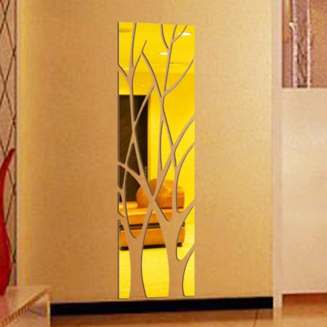 EEEKit Tree Branches 3D Mirror Wall Sticker, Self Adhesive Removable  Acrylic Mirror Wall Stickers Decal, Art Mural Stick for Home Living Room  Bedroom