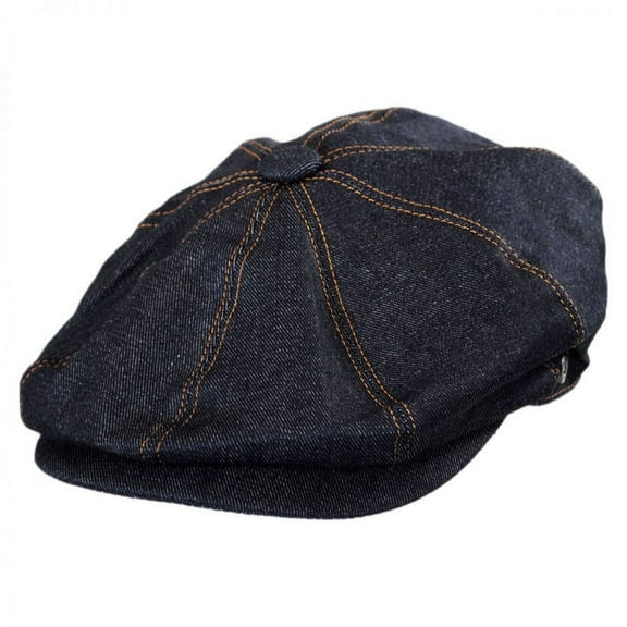 Denim Cotton Newsboy Cap - S - Denim Blue