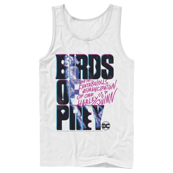 Men's Birds of Prey Cartoon Logo Tank Top White 2X Large