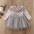 thumbnail image 3 of ITFABS Bébé Filles Velours Polaire Robe Volant Col Rond Manches Longues Robe, 3 of 7