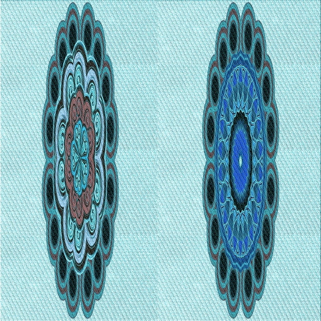 Ahgly Company Machine Washable Indoor Square Transitional Glacial Blue Ice Blue Area Rugs, 7' Square