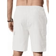 thumbnail image 3 of GENTS BLISS Cargo Men Linen Shorts Elastic Waist Drawstring Shorts for Men Summer Beach Shorts with Pockets, 3 of 10