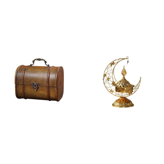 Joyero vintage de madera con diseño de quemador árabe antiguo. decorativo para guardar anillos, candelabros y otros objetos decorativos para el