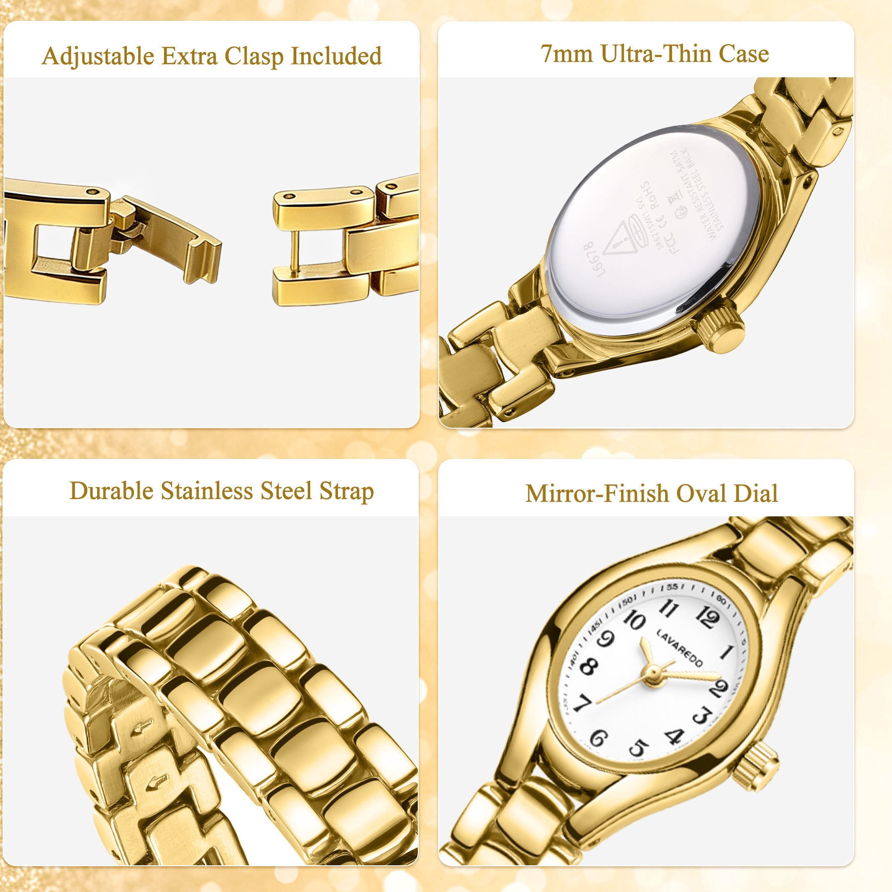 Woman Watches Elegant Oval GoldWhite Ladies Quartz Watch with Stainless Steel Strap Waterproof Woman Watch Gift for Woman