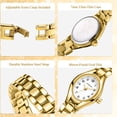 thumbnail image 2 of Woman Watches Elegant Oval GoldWhite Ladies Quartz Watch with Stainless Steel Strap Waterproof Woman Watch Gift for Woman, 2 of 10