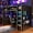 Blue, variant on Mirightone Twin Gaming Loft Bed with Desk, LED Lights & Charging Station, Loft Bed with Pegboard, Storage Shelves and Workstation, All in One Loft Gaming Bed with Drawer & Cabinet, Black/Blue