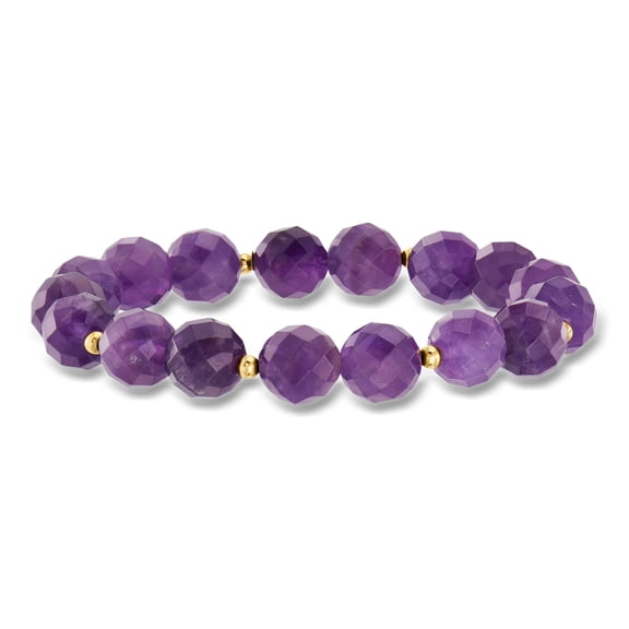 Ross-Simons 110.00 ct. t.w. Amethyst Bead Stretch Bracelet With 14kt Yellow Gold, Women's, Adult