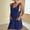 Dark Blue, variant on Women's Overall Bib Dress Casual V Neck Sleeveless Pinafore Dresses Casual Loose Mini Dress Suspender Skirt Purple