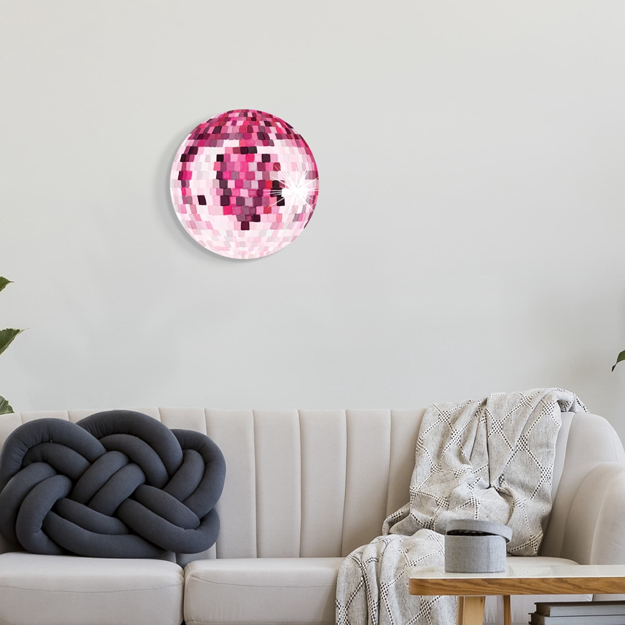 Stupell Industries Pink Disco Ball Pattern Shining Geometric Squares Graphic Art Unframed Art Print Wall Art, Design by Hey Bre! Creative Studio