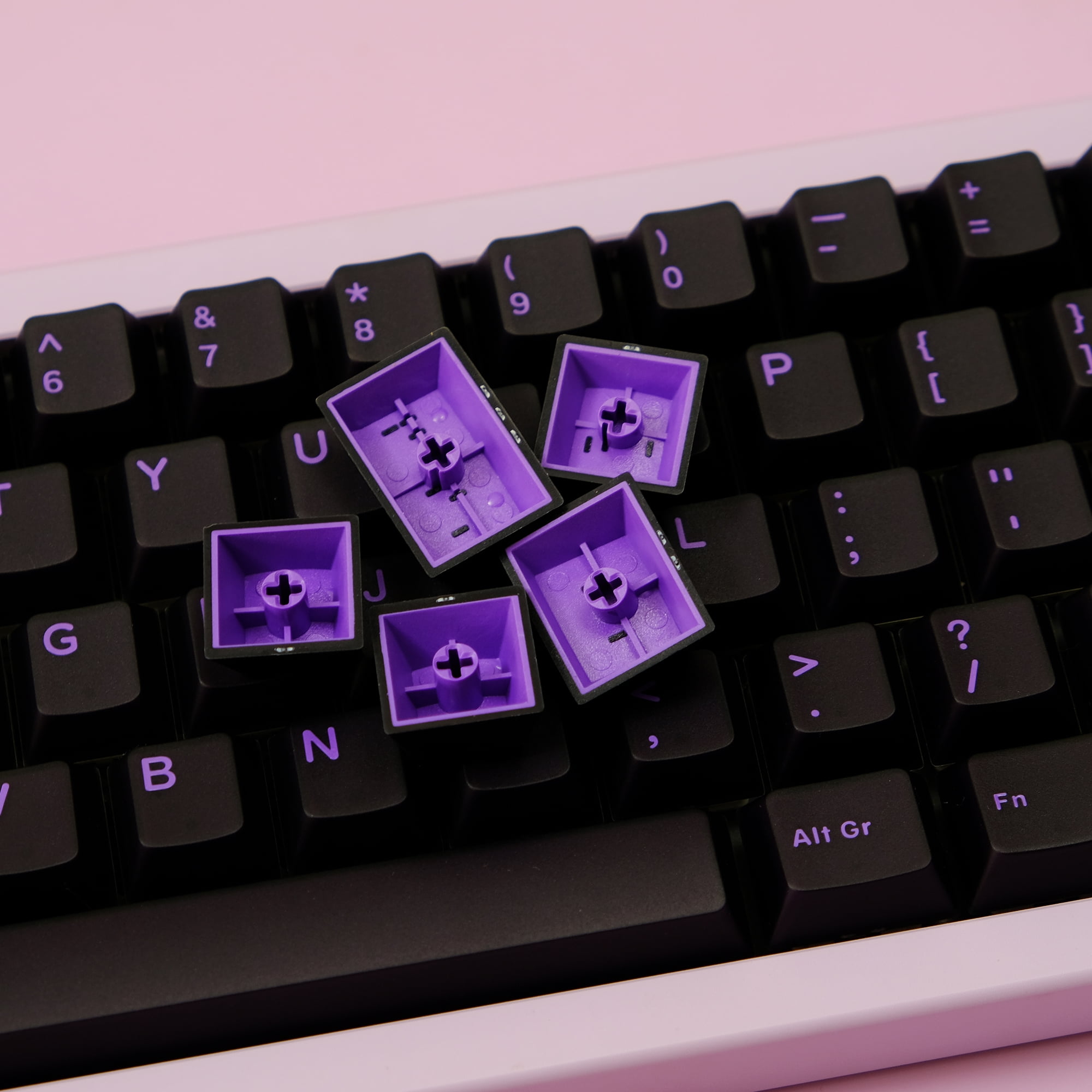 MiFuny Two Colors Cherry Profile Keycaps114 Key ABS Purple Semi Transparent Keycap Mechanical Keyboard Keycap Game Office Keycap Gift
