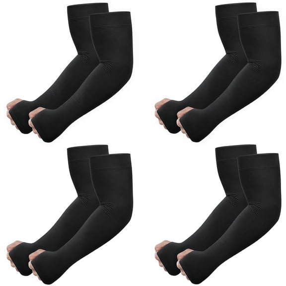 4 Pairs UPF 50 Sun Protection Cooling Arm Sleeves for Men & Women, Sports Compression Sleeves for Golf Outdoor Work