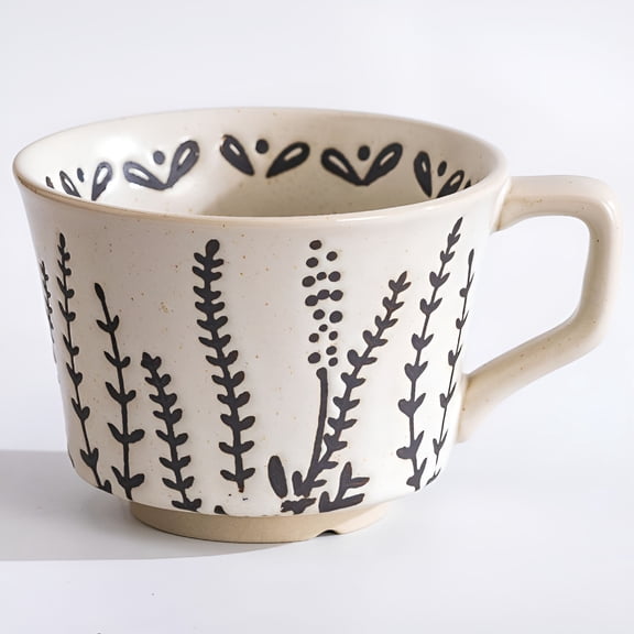 BPPEG Large Ceramic Coffee Mug Stoneware Coffee Mugs Big Handle Easy to Hold Stylish Texture Glaze Big Tea Cup for Home Dishwasher and Microwave Safe Green Big Coffee Mug