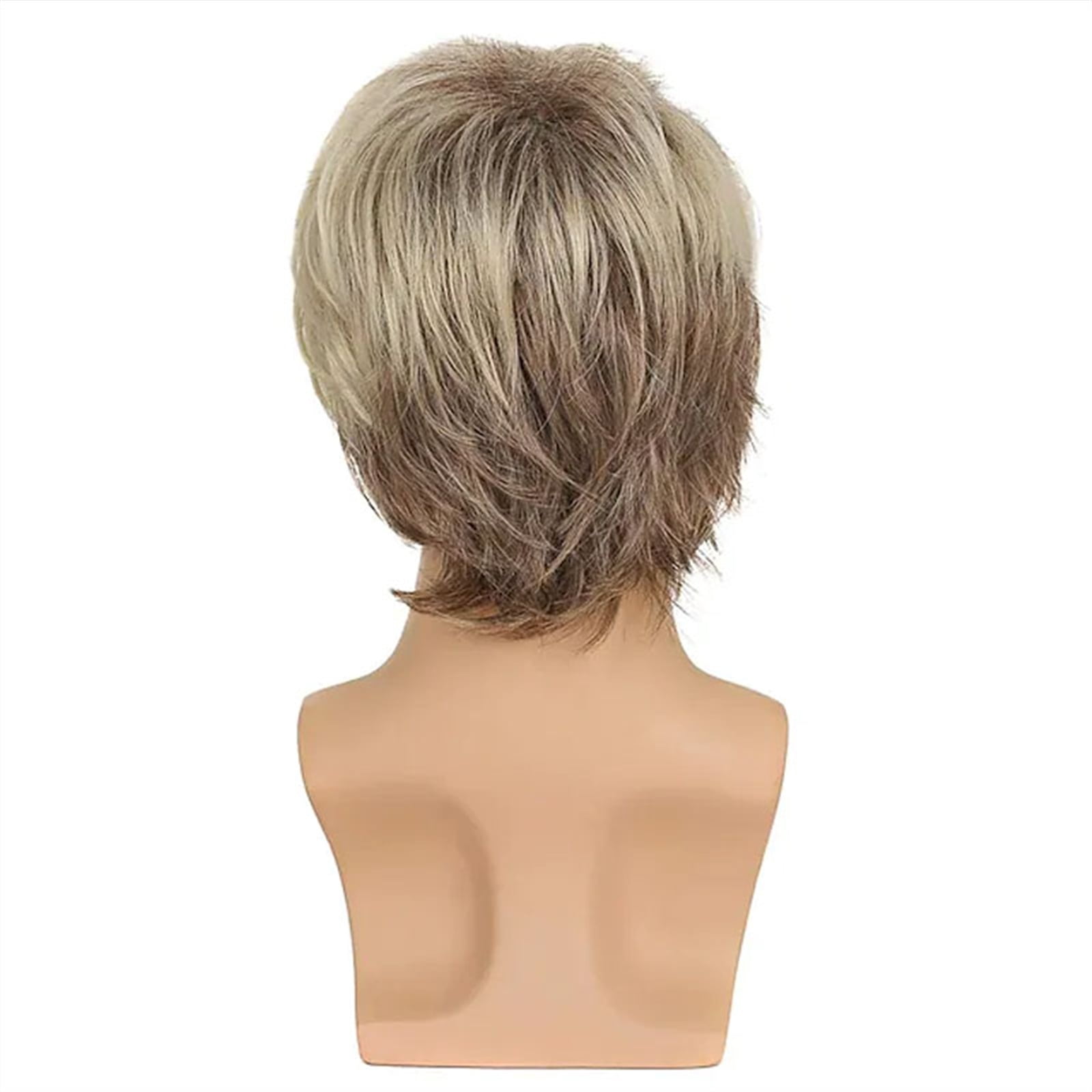 Mens Blonde Wig Short Layered Male Wig Natural Synthetic Heat Resistant Wigs Breathable Halloween Cosplay Costume Party Wig