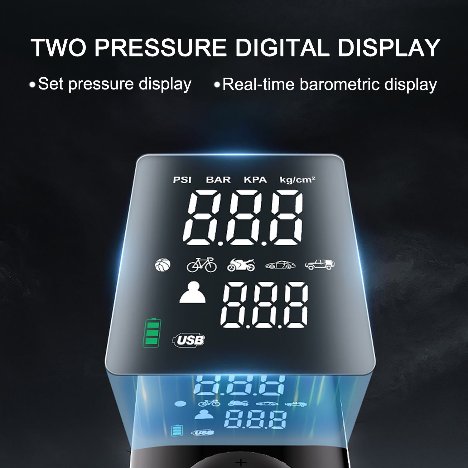 Tire Inflator Air Compressor for Tesla Model 3 Y X S, Cordless Tesla Air Pump, 2025 Tesla Model Y 3 X S Accessories with Tire Light and Pressure Gauge, Portable Storage