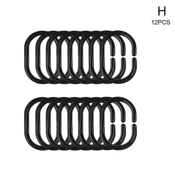12pcs/set Shower Curtain Rings Hooks Bathroom Plastic Pole Rail Strong Hanger R4Z6
