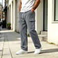 thumbnail image 4 of MXALUOB Men's Corduroy Pants Wide Leg Textured Winter Cargo Pants Drawstring Elastic Waist Trousers with Pockets for Daily Wear, 4 of 6