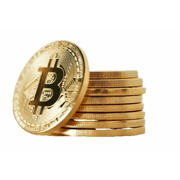10 pcs Bitcoin Coin Souvenir Gift, Physical Bitcoin Collection, Gold Metal Crypto Coin, Fake Bitcoins for Decor