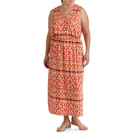 Faded Glory Women's Plus-Size Printed Maxi Dress - Walmart.com