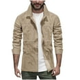 thumbnail image 2 of pstuiky camisa de manga larga para hombre, Camiseta lisa de manga larga con cuello vuelto para hombre, informal, elegante, cómoda, con bolsillos, botones y cremallera. tops de invierno para hombre xl, 2 of 6