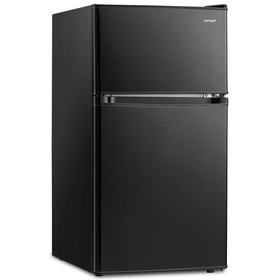 Costway 3.2 Cu.Ft Mini Refrigerator, 2-Door, Black, Compact Fridge