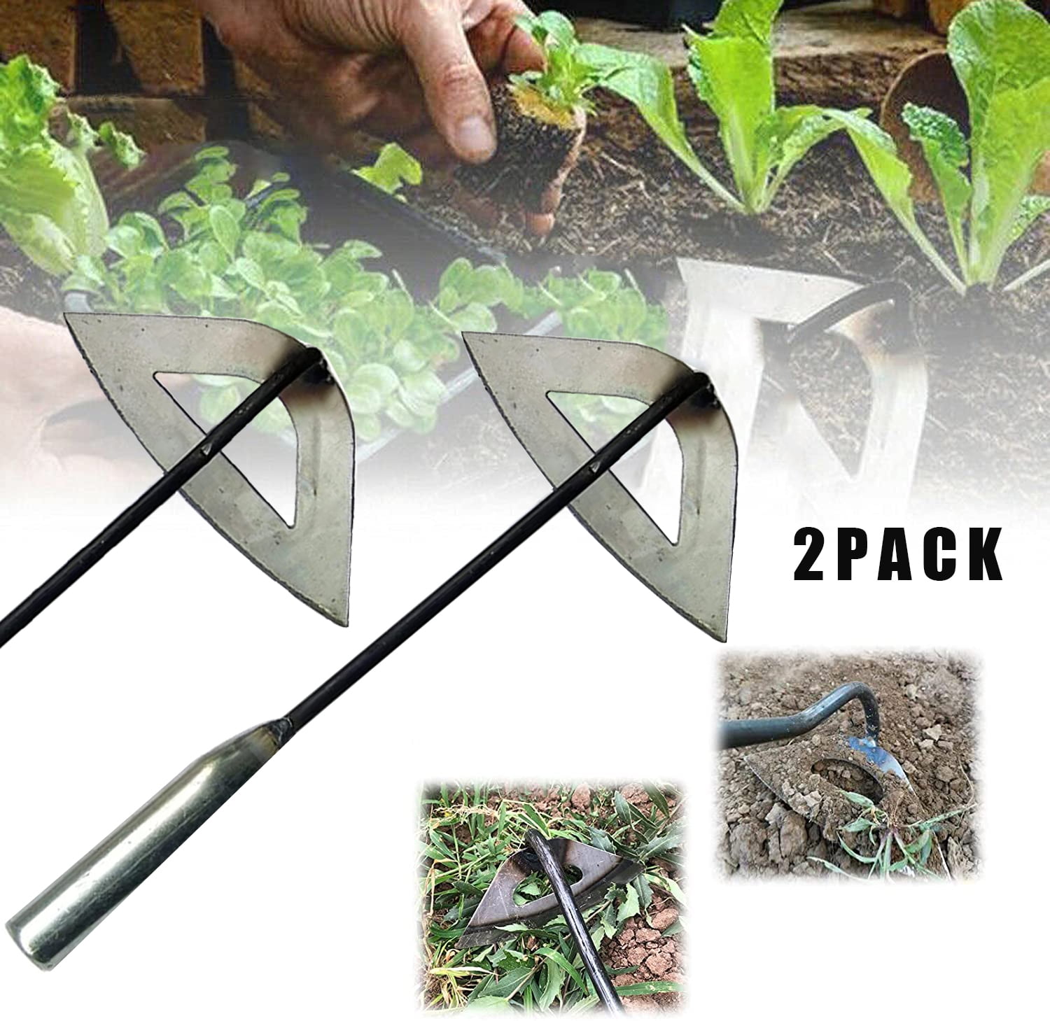 2PACK All-steel Hardened Hollow Hoe, Durable Hollow hoe for Weeding ...