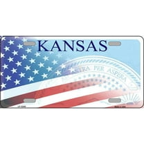 Kansas with American Flag Novelty Metal License Plate LP-12345