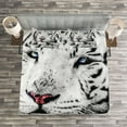 thumbnail image 3 of Ambesonne Black White Quilted Bedspread Set 3 Pcs, Winter White Tiger, King Size, White Black and Grey, 3 of 3