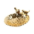 thumbnail image 2 of Bandeja Circular de Cerámica de 5 Pulgadas para Baratijas Yinane con 2 Estatuas de Pájaros Dorado, 2 of 8