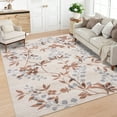 thumbnail image 3 of Garvee 10'x13' Modern Area Rug Washable Floral Accent Carpet with Non-Slip Backing, Stain-Resistant Soft Rugs Low Pile Floor Mats, Botanical Print Rug for Living Room, Bedroom, Dining Room, Beige, 3 of 9