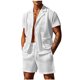 thumbnail image 1 of Conjunto de Traje para Hombre Malla Respirable de Dos Piezas, Hueco Casual Delgado Pantalones Cortos de Manga Corta para Al Aire Libre, 1 of 7