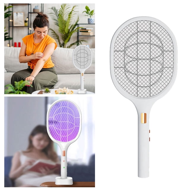 Fly Swatter Racquet Exterminator Racquet With Powerful Mesh Easy To Use Light Weight Indoor And Outdoor Use USB Charging