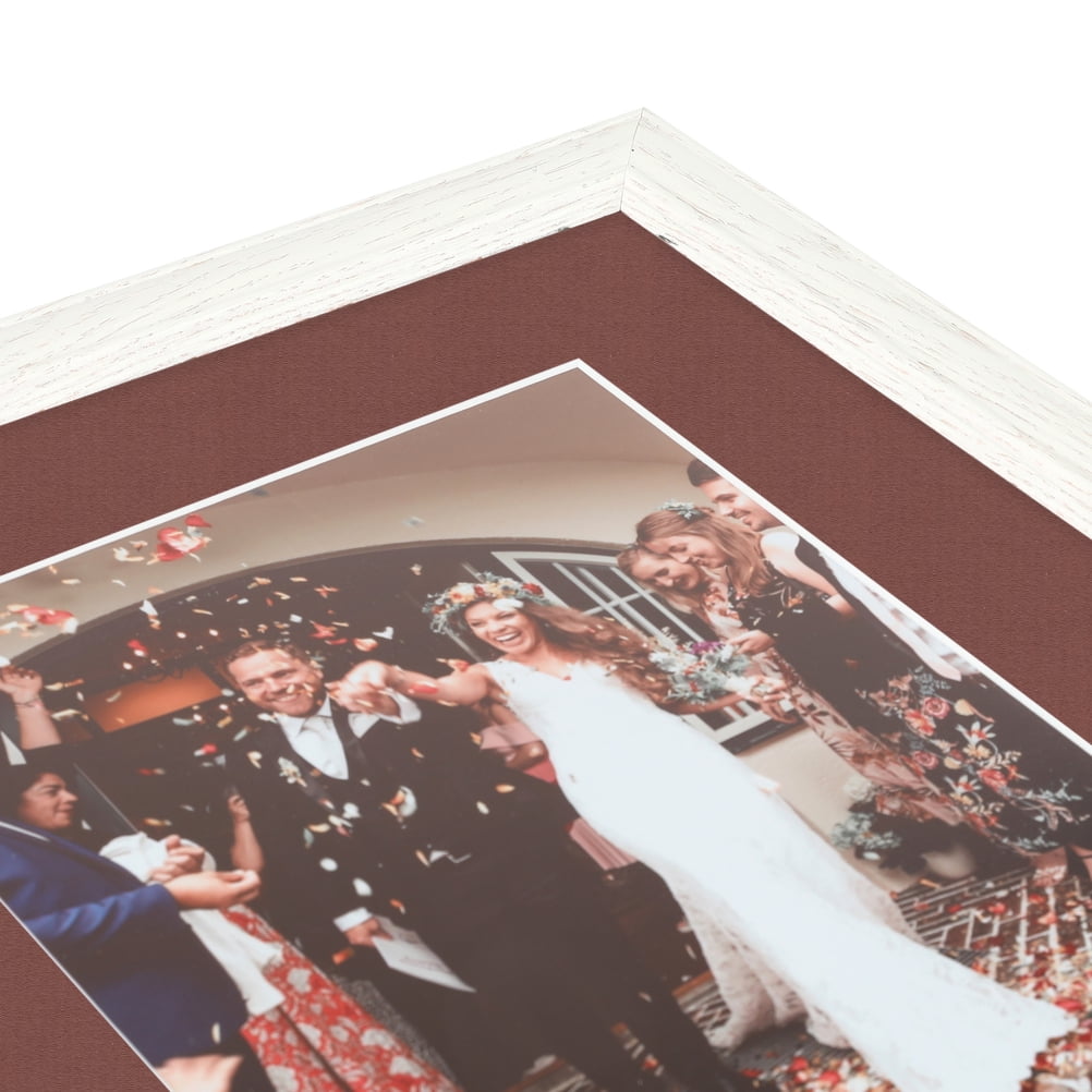 ArtToFrames 22x28" Matted Picture Frame with 18x24" Single Mat Photo Opening Framed in 1.25" Off White Wash on Ash and 2" Brique Mat (FWM-4098-22x28)