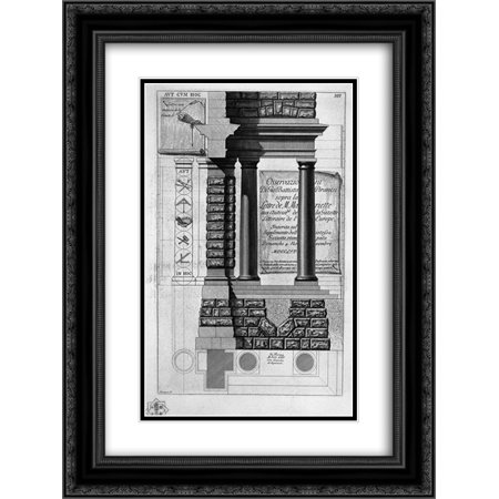 Doric Columns - Giovanni Battista Piranesi 2x Matted 18x24 Black Ornate Framed Art Print 'Title page with the above written on a sign behind Doric columns'