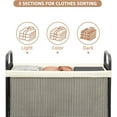 thumbnail image 5 of Rolling Laundry Hamper with Wheels 3-Section Laundry Sorter Rolling Laundrys Basket on Wheels with Removable Bag Clothes Hamper Laundrys Organizer Cart Bathroom Bedroom 120L Beige, 5 of 8