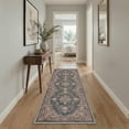 thumbnail image 4 of 5x7 Washable Rug Non Slip Low Pile Lightweight Indoor Area Rugs for Living Room Bedroom, Floral Medallion Print Pattern Floor Rug, Charcoal Blush, 4 of 5
