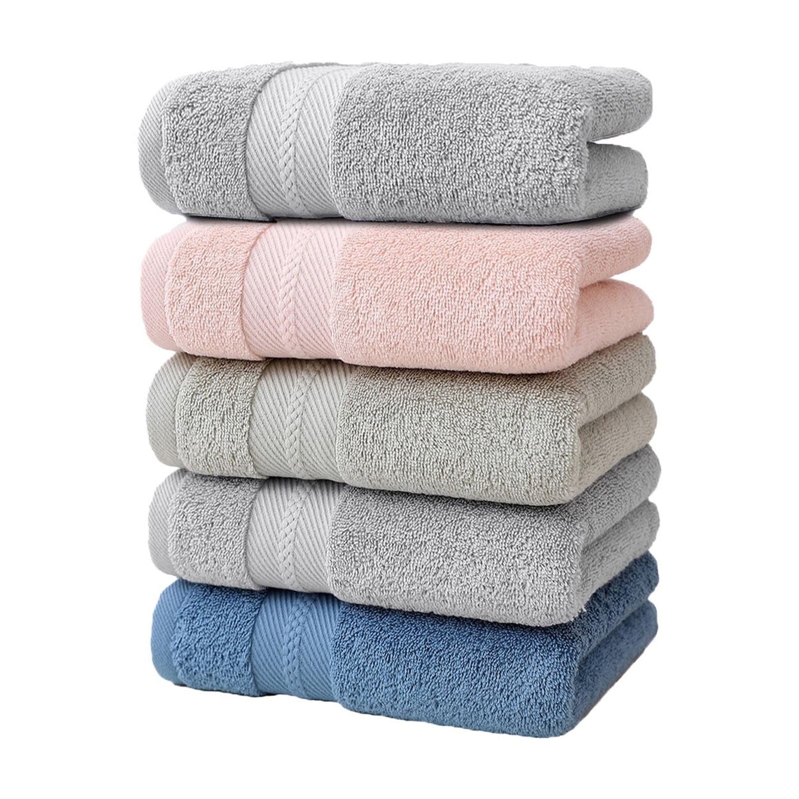 5 Pcs Bath Towels Set Soft 100% Turkish Cotton For Bathroom Thick Soft Absorbent Towel Set Of 5 Household Wash Face Gift Towel (Multicolor, 27.9x13.77in)