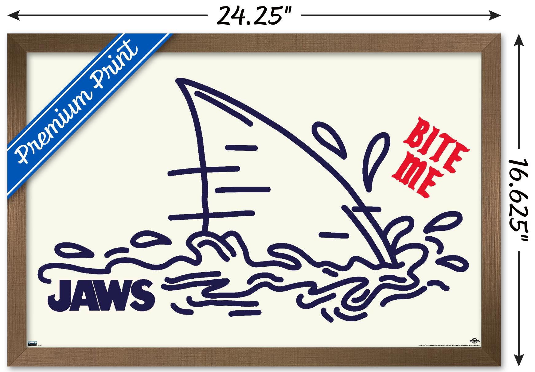 Jaws - Bite Me Wall Poster, 14.725" x 22.375", Framed