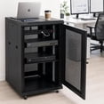 thumbnail image 3 of 18U Server Rack Cabinet 19 Inch Enclosed Network Rack with Wheels | 18U 19 Inch Server Rack Cabinet with Adjustable Rails, Lockable Mesh Door, Cable Management, Shelf and 992 Lbs Capacity, 3 of 8