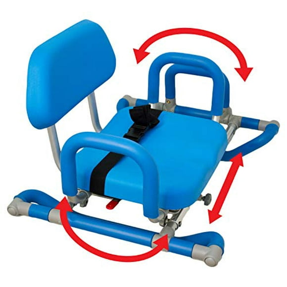 Platinum Health Chaise de Douche Glissante HydroSlide avec Siège Pivotant pour Baignoire, Douce, Rembourrée avec Caractéristique de Sécurité de Pont à Espace Brevetée, Accoudoirs Rembourrés. Idéale pour les Aînés et les Personnes Âgées (Bleu)