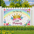 thumbnail image 2 of Once Upon a Time A Little Princess Themed Background, Rainbow Crown Floral Banner, Party Decoration, Birthday Party Supplies, Photography Props, Girls Party Decor, 2 of 7