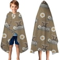 thumbnail image 3 of Brown Highland Cow Daisy Farmhouse Pattern Hooded Bath Towel，50"x30" for Ages 3 To 12 Kids, Quick Dry Lightweight Soft Microfiber Hood Beach Towel Cover Up for Kids, 3 of 7