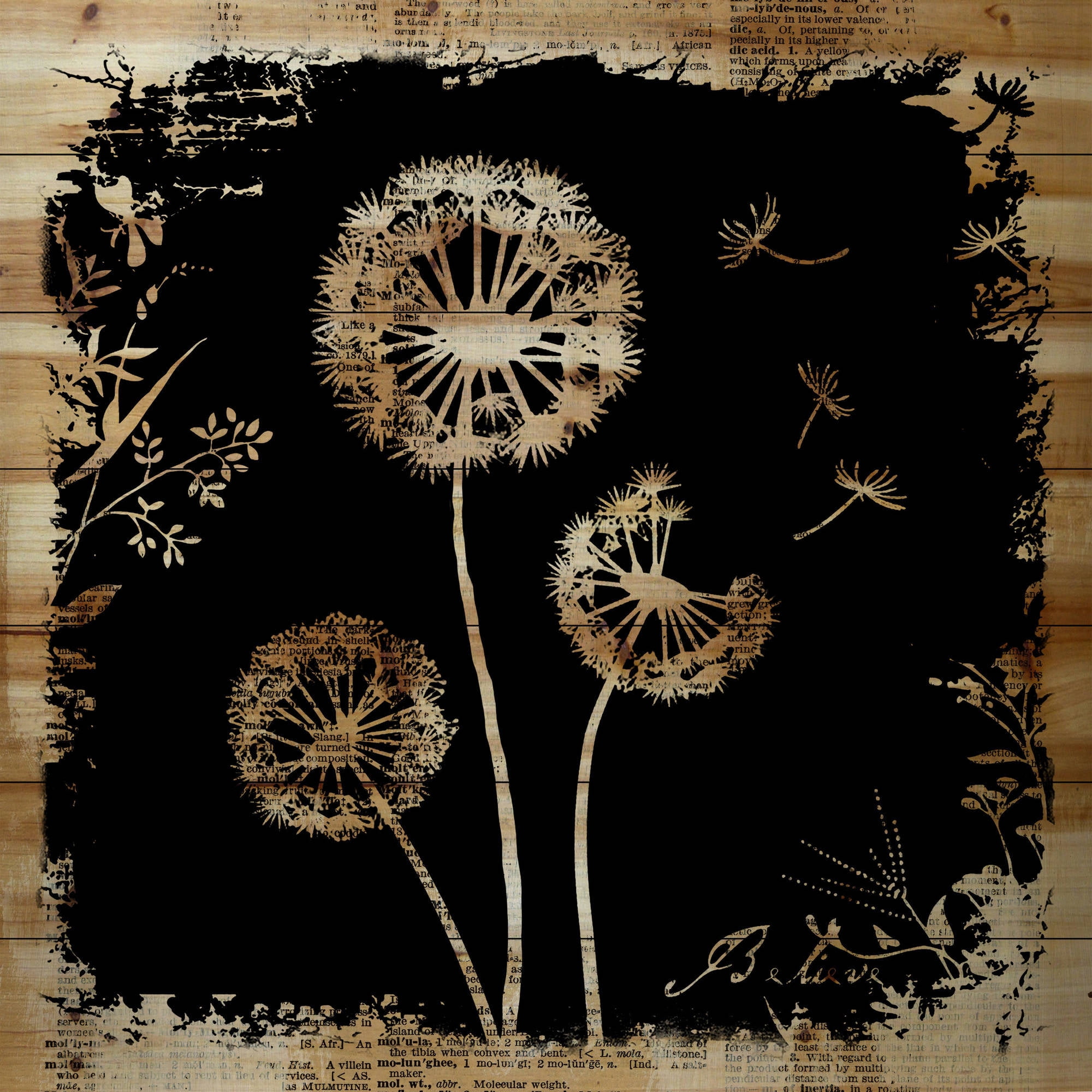 Marmont Hill "Believe Dandies" by Vicki Butler Painting Print on Natural Pine Wood