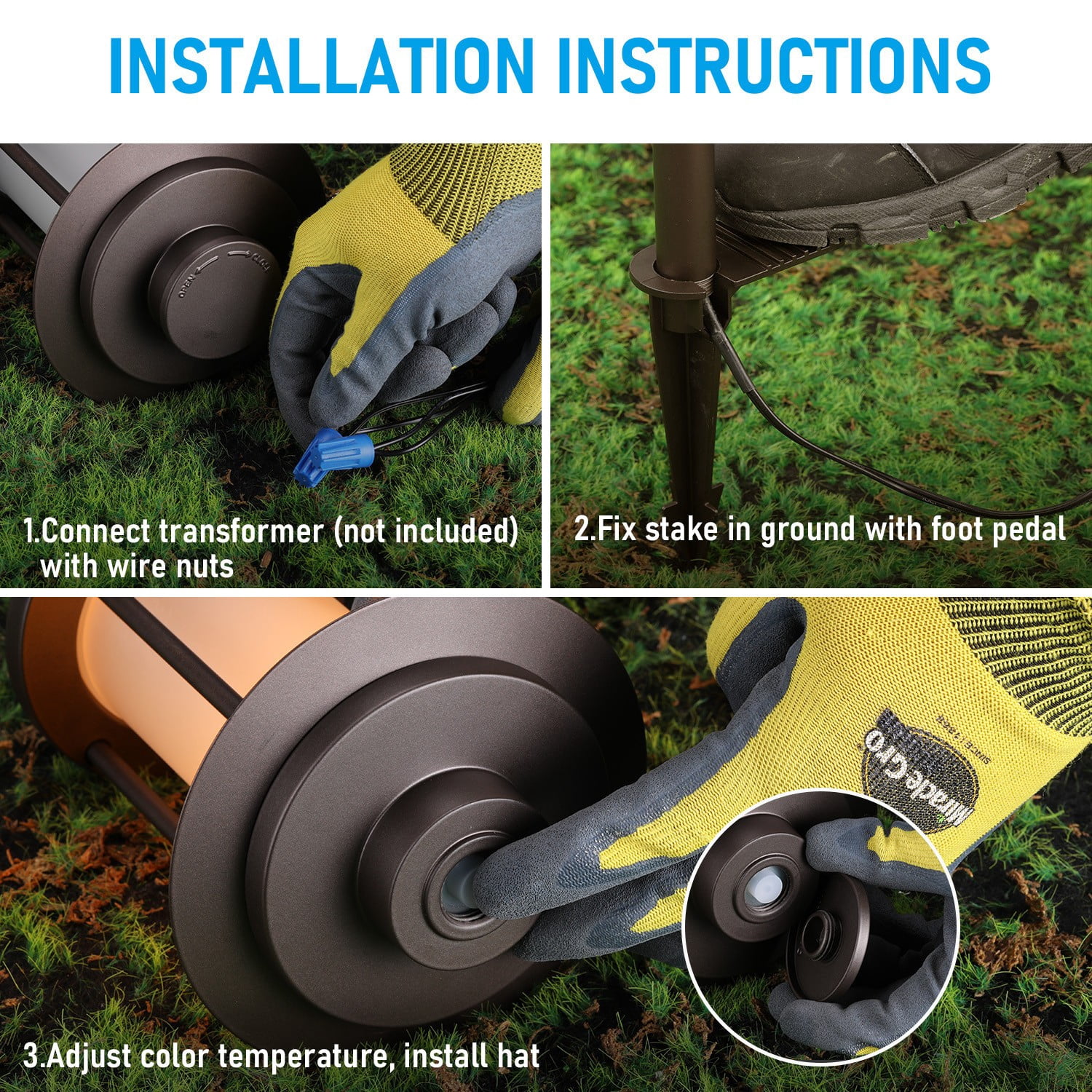 6 Pack 5CCT Low Voltage 5W LED Path Lights, Outdoor Landscape Pathway Lights, 1800K/2700K/3000K/4000K/5000K Selectable, 12-24V AC/DC, Oil Rubbed Bronze