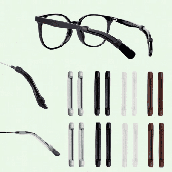 Eyeglasses Temple Tips Sleeve Holder, Pack of 8, Soft Silicone, Anti-slip, Elastic Comfort Glasses Holds
