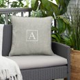 thumbnail image 2 of 18" Gray and White Sunbrella "A" Canvas Granite Corded Indoor and Outdoor Square Throw Pillow, 2 of 2