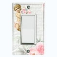 thumbnail image 1 of Metal Light Switch Plate Outlet Cover Musical Floral Cupid Striped Wallpaper Green AGL001, 1 of 13