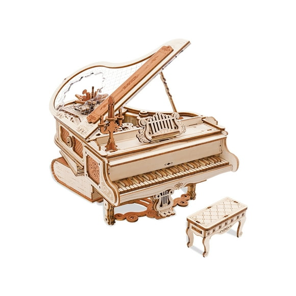 ROKR 3D Puzzle en Bois Magique Piano Boîte à Musique Mécanique, 233pcs Auto-Assemblage Jouet Bâtiment Kit Bureau Décor Cadeau pour Enfant Adulte